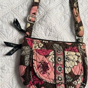 Vera Bradley Pink and Brown Floral Crossbody Bag